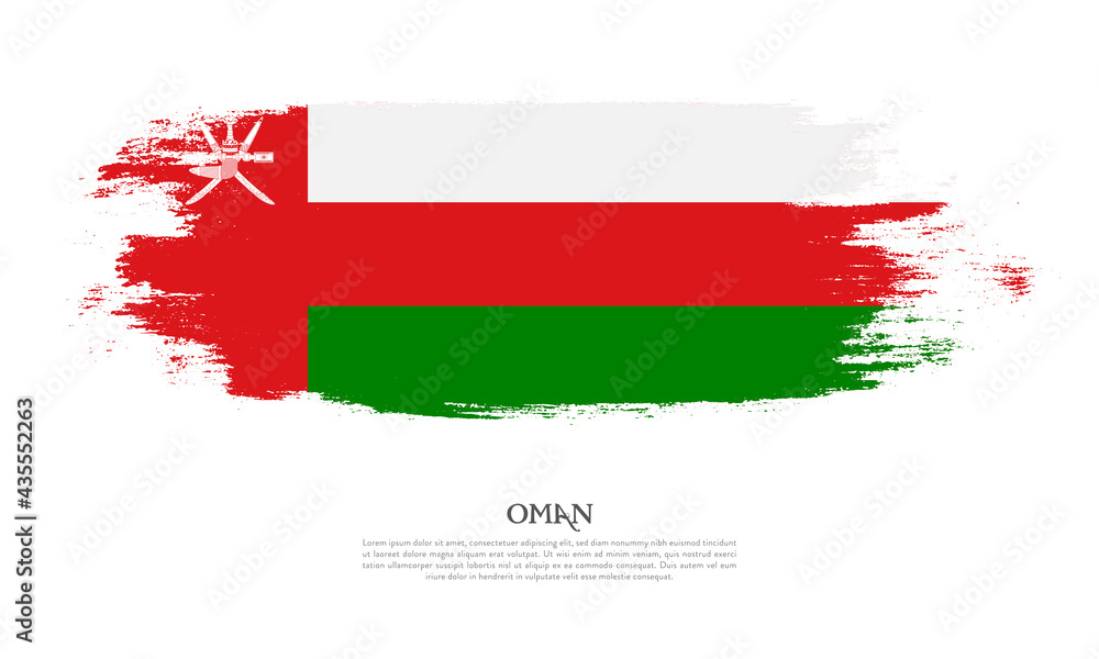 Oman flag brush concept. Flag of Oman grunge style banner background Oman flag brush concept. Flag of Oman grunge style banner background