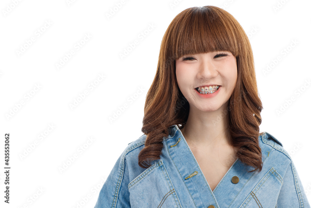 Portrait shot of brown hair Asian woman standing.. Portrait shot of brown hair Asian woman standing..