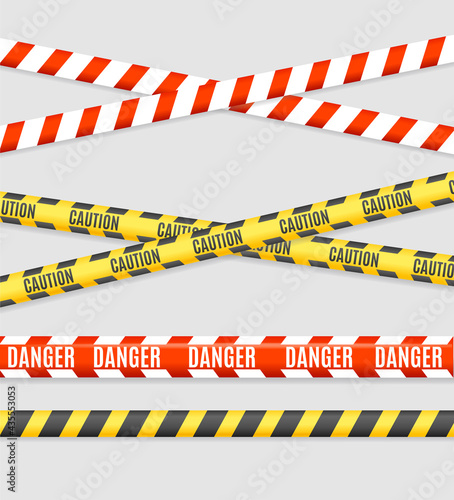 Realistic 3d Detailed Line Tape Striped Set. Vector