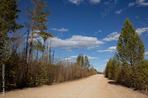 The road through beautiful places. Travel along the picturesque roads of the Urals and Siberia