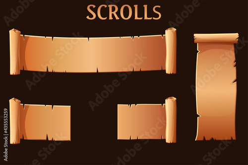 Old brown paper scrolls, blank template for the game ui.