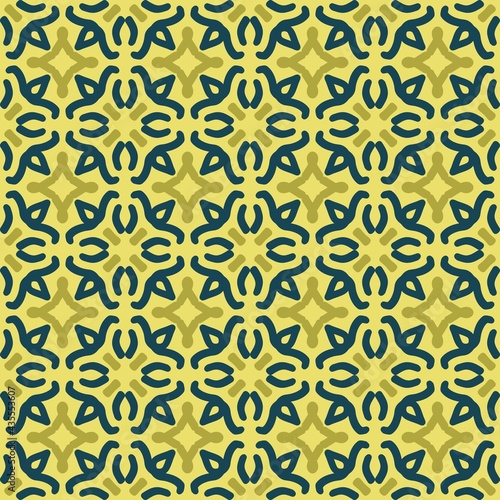 green olive yellow mandala art seamless pattern floral creative design background vector illustration © Ard Work