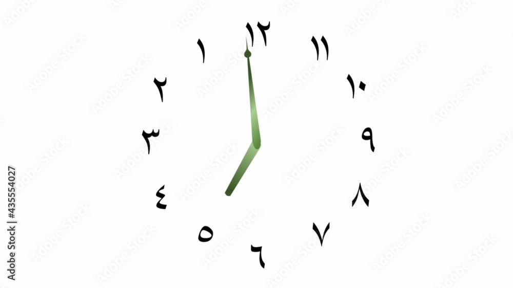 Clock Needle Rotation Simple graphic: The clock needle rotate anti clockwise 12 hours (Arabic ...