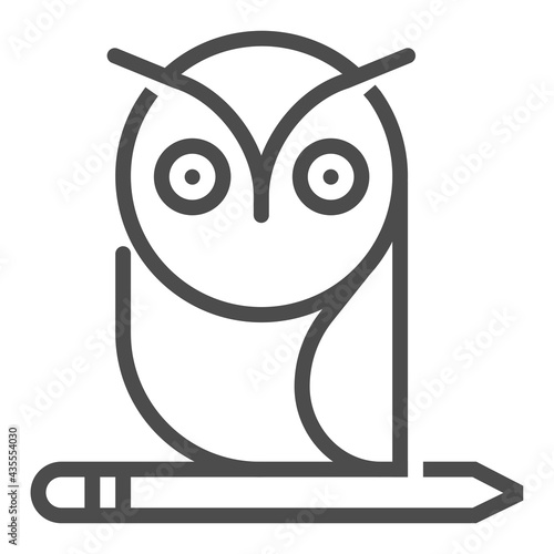Education owl, square line vector icon.
