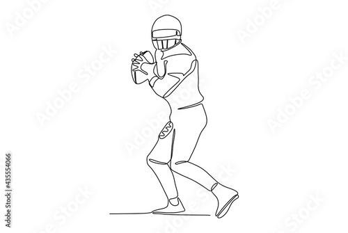 Football player keep the ball.- continuous one line drawing