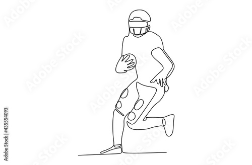 Football player running and keep the ball- continuous one line drawing