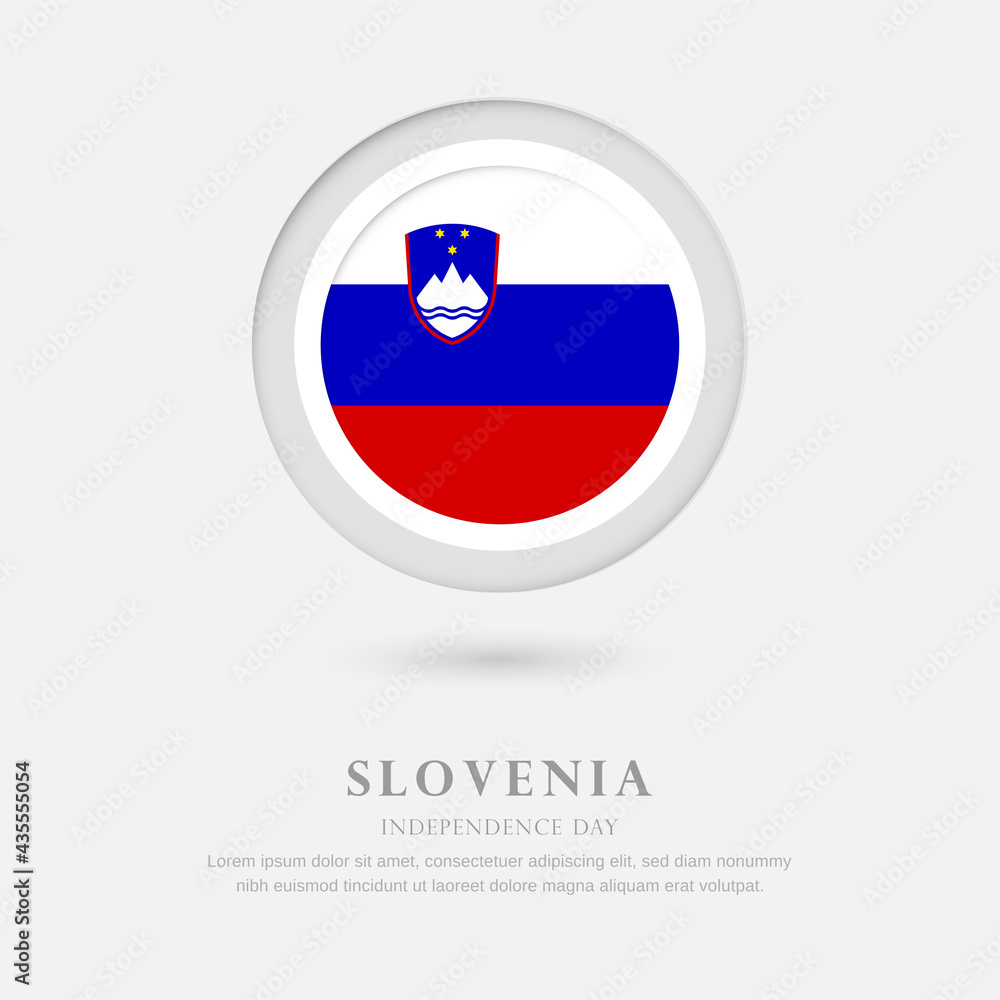 Abstract happy independence day of Slovenia country with country flag in circle greeting background