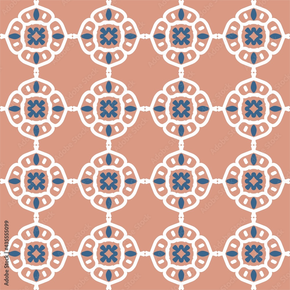 Fototapeta premium blue pink mandala art seamless pattern floral creative design background vector illustration