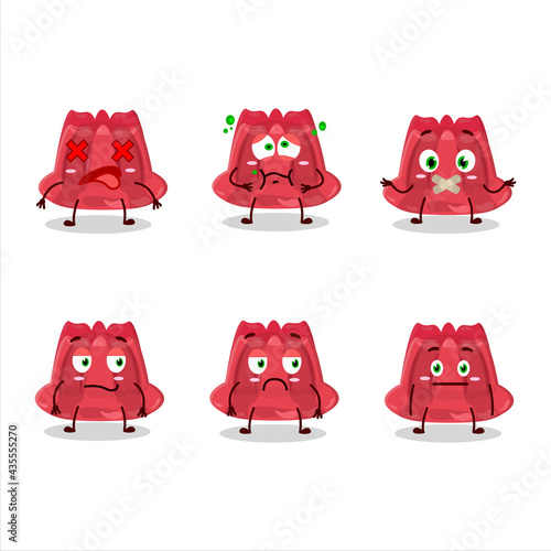 Red pudding cartoon character with nope expression