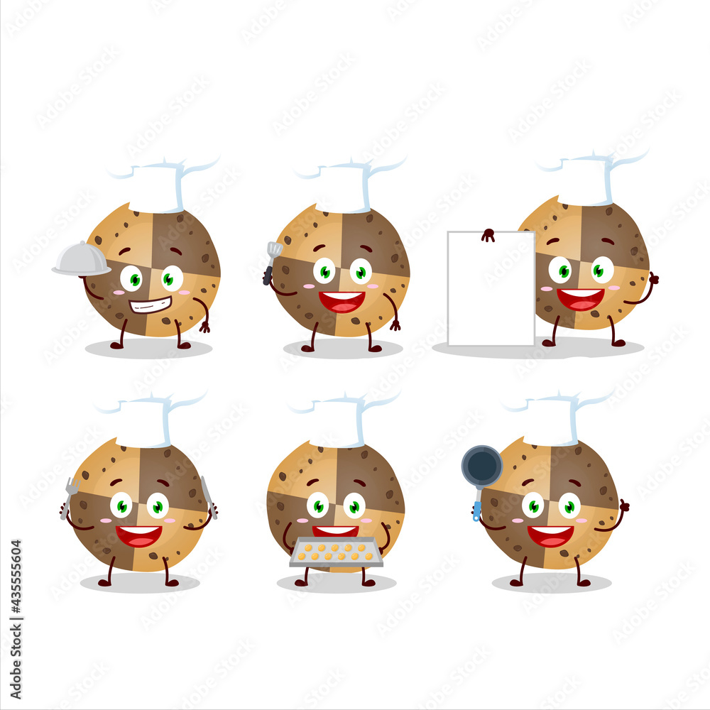 Cartoon character of sweety cookies with various chef emoticons Cartoon character of sweety cookies with various chef emoticons