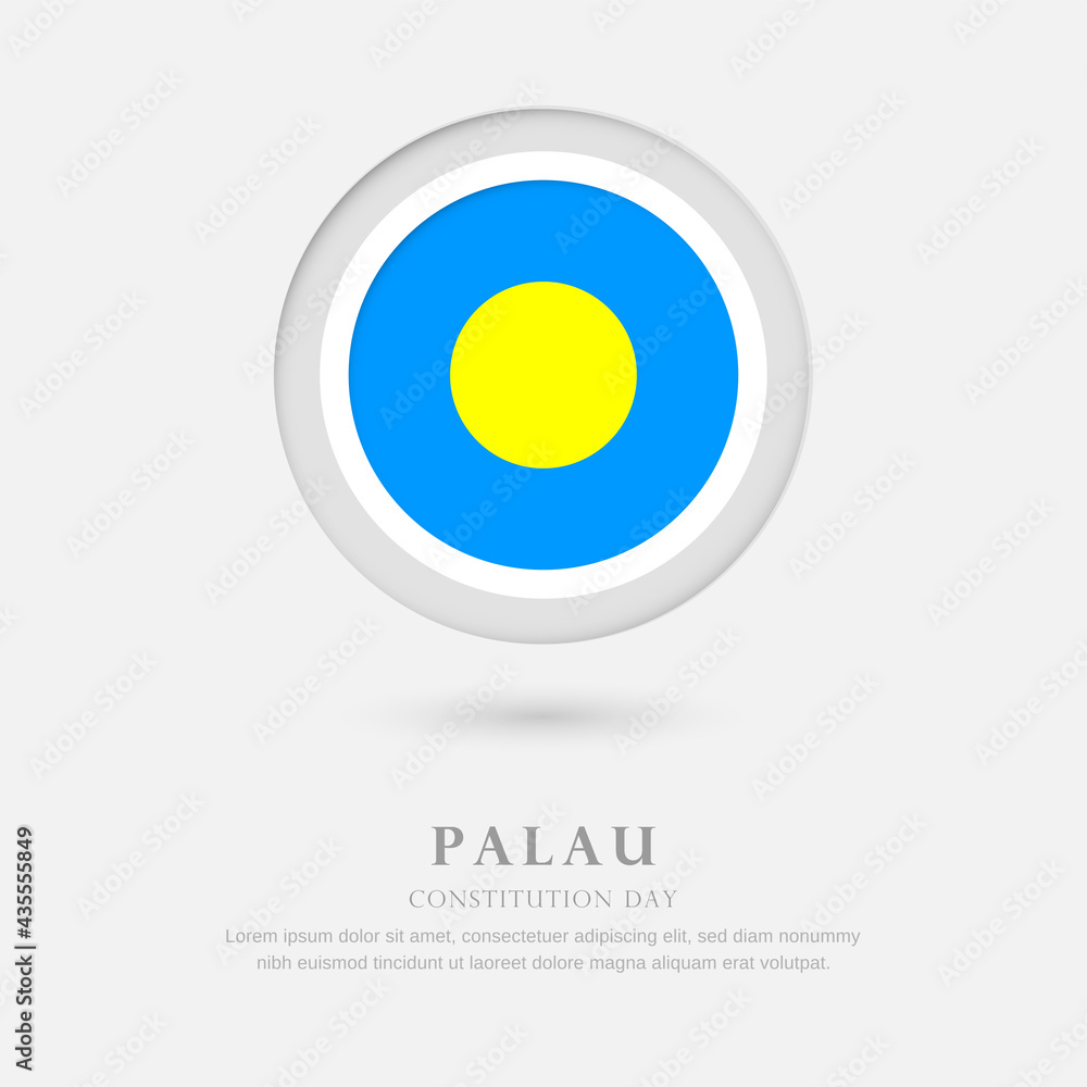 Abstract happy constitution day of Palau country with country flag in circle greeting background Abstract happy constitution day of Palau country with country flag in circle greeting background