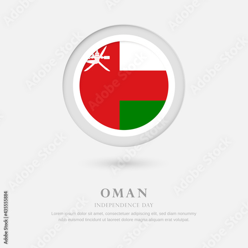 Abstract happy independence day of Oman country with country flag in circle greeting background