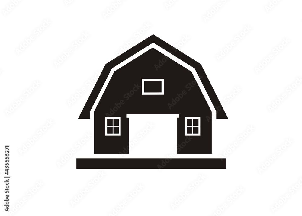 Barn building. Simple illustration in black and white. Barn building. Simple illustration in black and white.