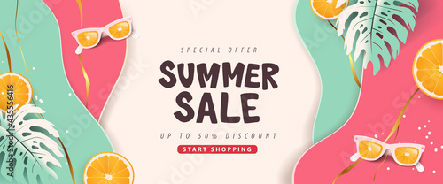 Colorful Summer sale layout poster banner background