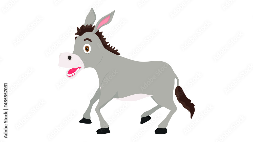Cartoon happy donkey, Cartoon happy donkey isolated on white background, vector illustration