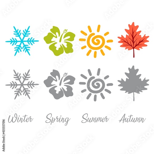 Four seasons icons set. Vector illustration symbols.
