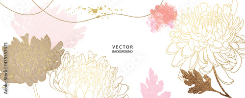 Asian background ,Oriental Japanese style abstract pattern background design  with flower decorate in water color texture