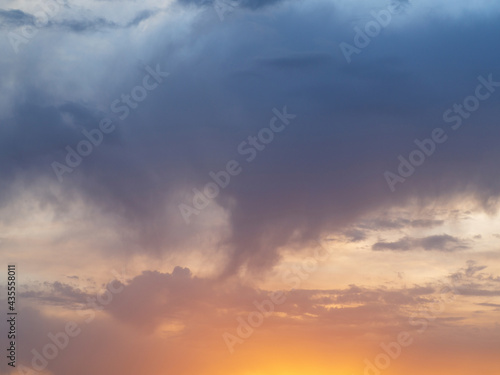 Beautiful sunset sky. Colorful cloudy sky at sunset or sunrise. Gradient color. Sky texture, an abstract sky background of nature