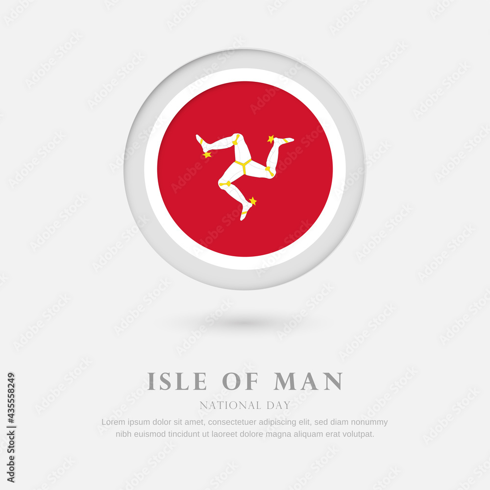 Abstract happy national day of Isle of Man country with country flag in circle greeting background