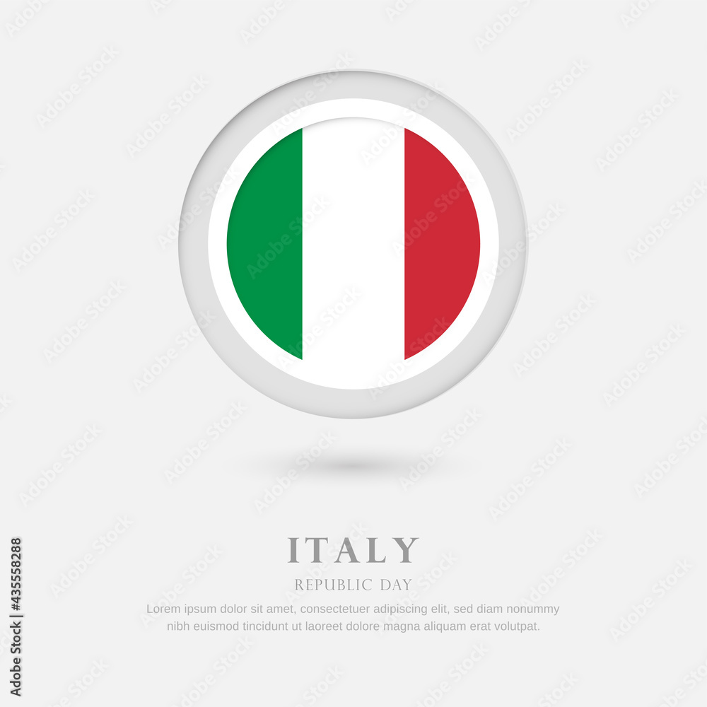 Abstract happy republic day of Italy country with country flag in circle greeting background Abstract happy republic day of Italy country with country flag in circle greeting background