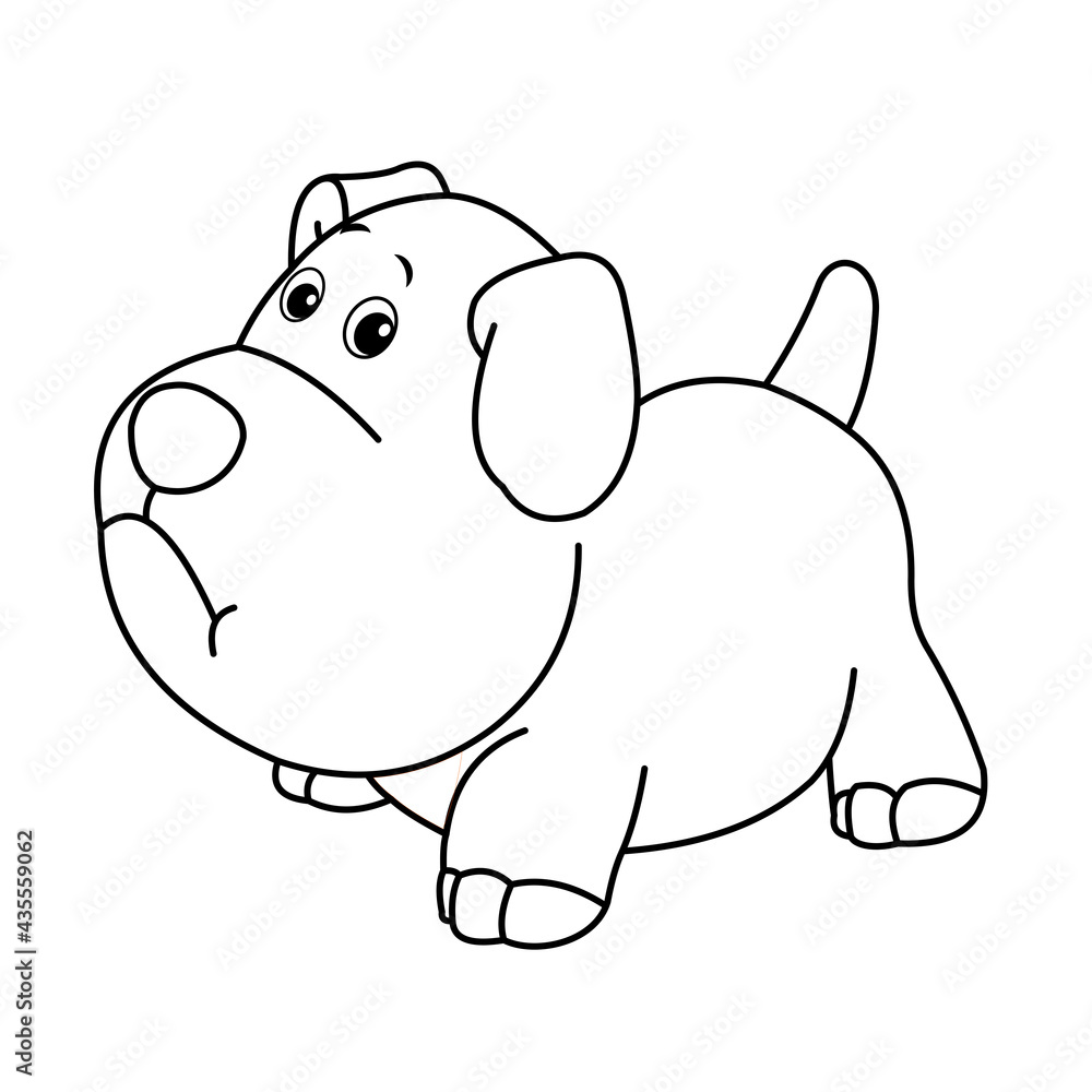 Naklejka premium Animals, coloring book for kids. Black and white image, Dog.