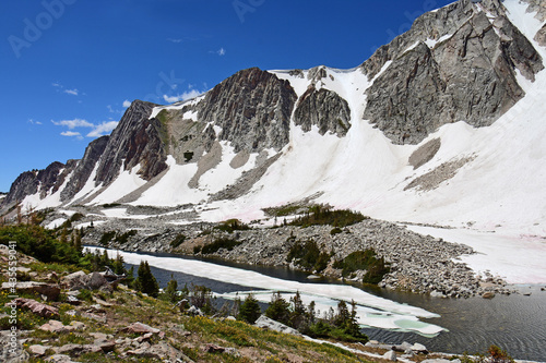 the spectacular peaks of the medicine bow range and lookout lake in the medicine bow national forest in southeastern wyoming photo