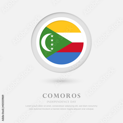 Abstract happy independence day of Comoros country with country flag in circle greeting background