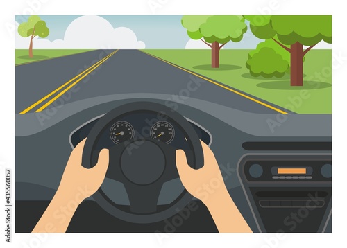 Car driver view. Simple flat illustration.