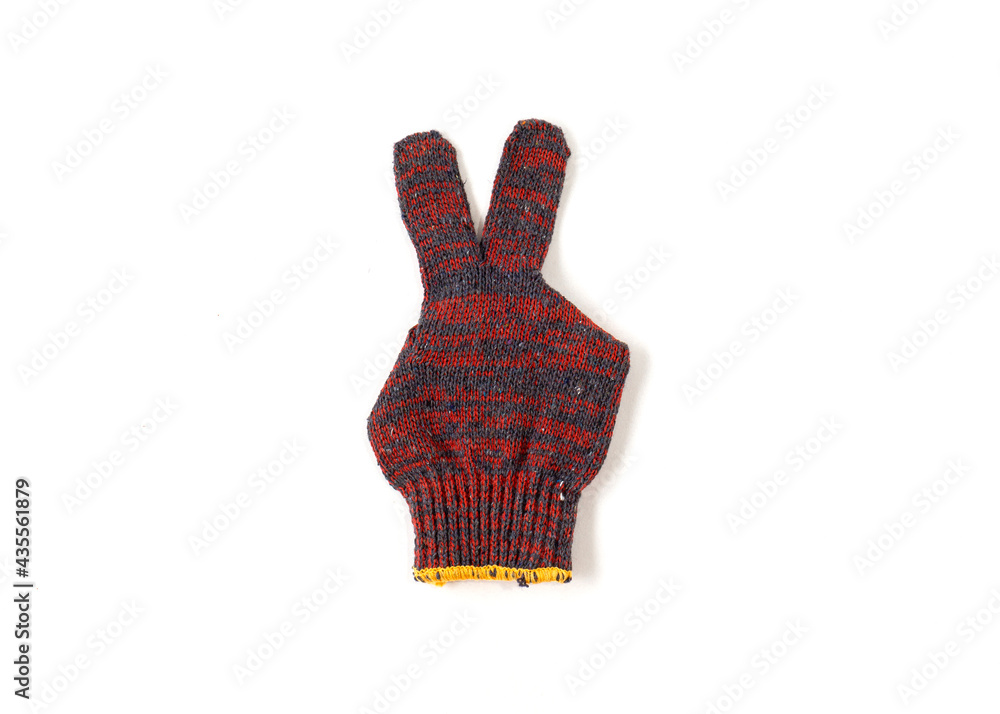 Cotton glove peace sign isolated on white background. Stock Photo