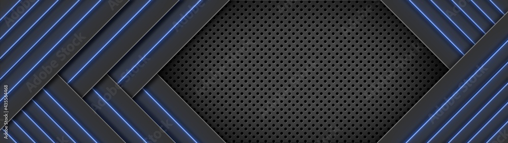 abstract perforated background - graphic tapes over carbon surface - banner design - 3D Illustration abstract perforated background - graphic tapes over carbon surface - banner design - 3D Illustration