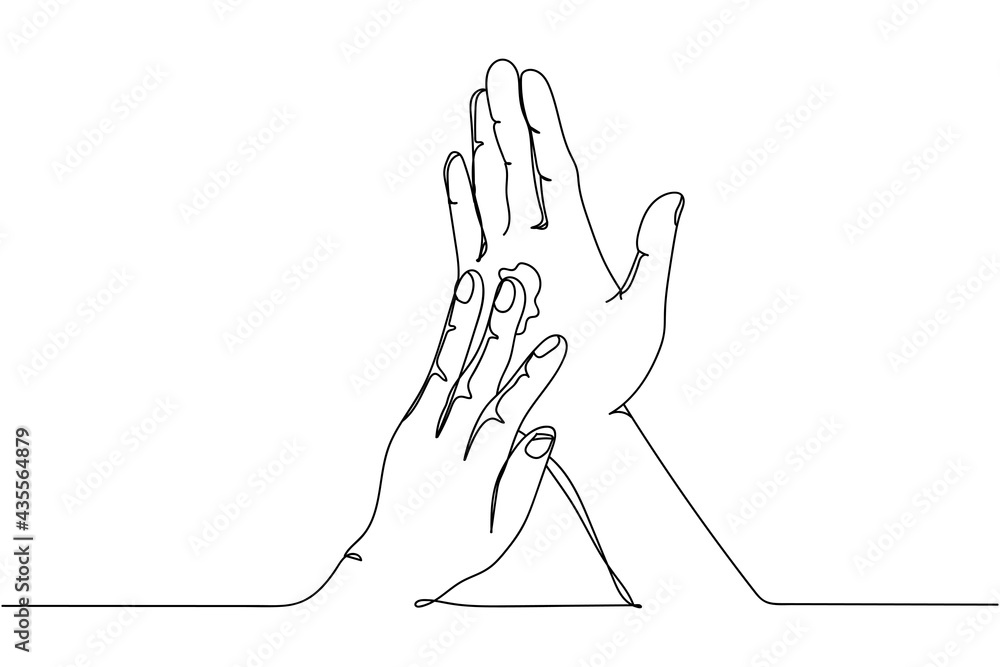 Continuous one line of applying cream on hands in silhouette. Linear stylized.Minimalist. Beauty concept Continuous one line of applying cream on hands in silhouette. Linear stylized.Minimalist. Beauty concept