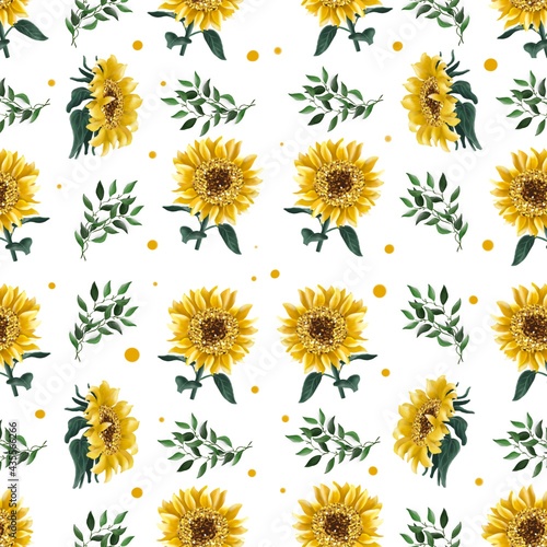 Summer and sunflowers cute illustration 