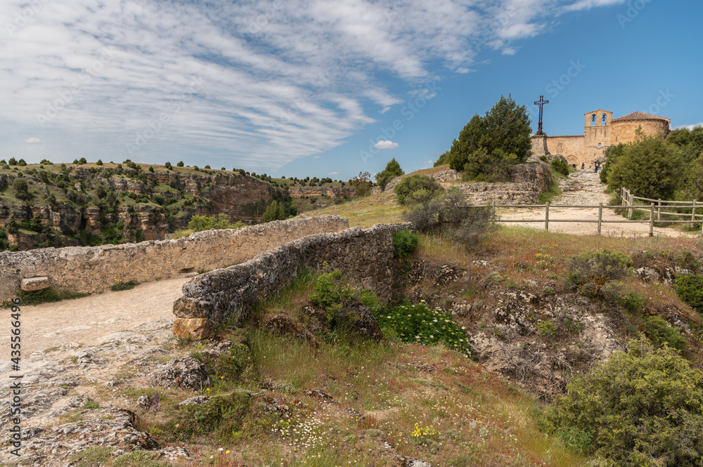 The hermitage of San Frutos in the Hoces del Duraton in the province of Segovia in Spain