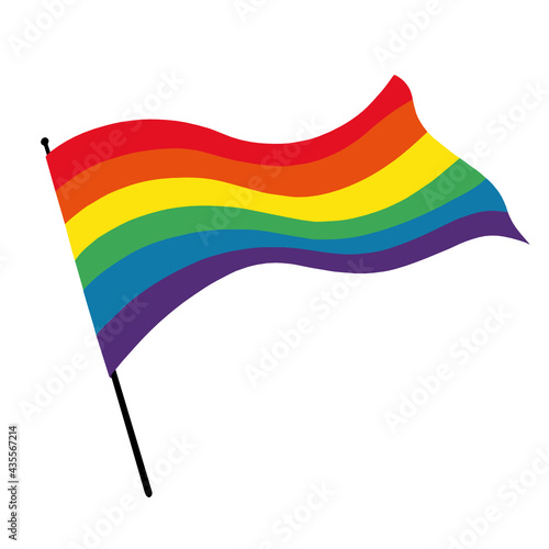 Illustration of a Rainbow Pride flag blowing in the wind.