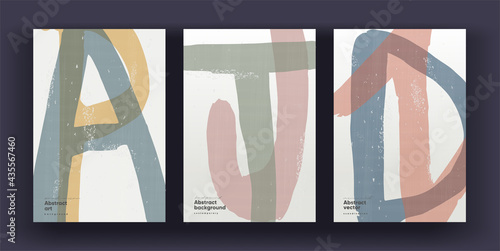 Abstract background. A set of vector pictures. Watercolor abstract backgrounds in pastel colors. Non-traced painting effects. Ideal for interior paintings, posters, covers or banners.