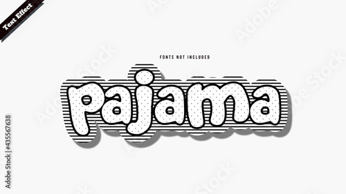 pajama text effect design vector. editable 3d text