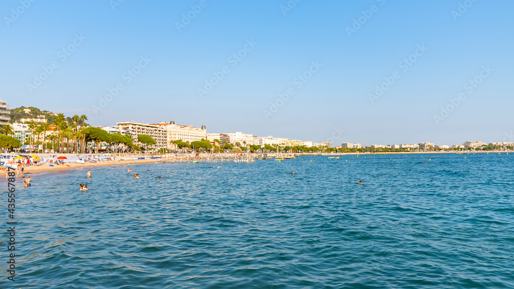 Cannes city viewed from the sea on the French Riviera