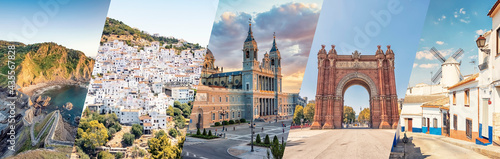 Spain famous landmarks collage photo