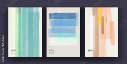 Abstract background. A set of vector pictures. Watercolor abstract backgrounds in pastel colors. Non-traced painting effects. Ideal for interior paintings, posters, covers or banners.