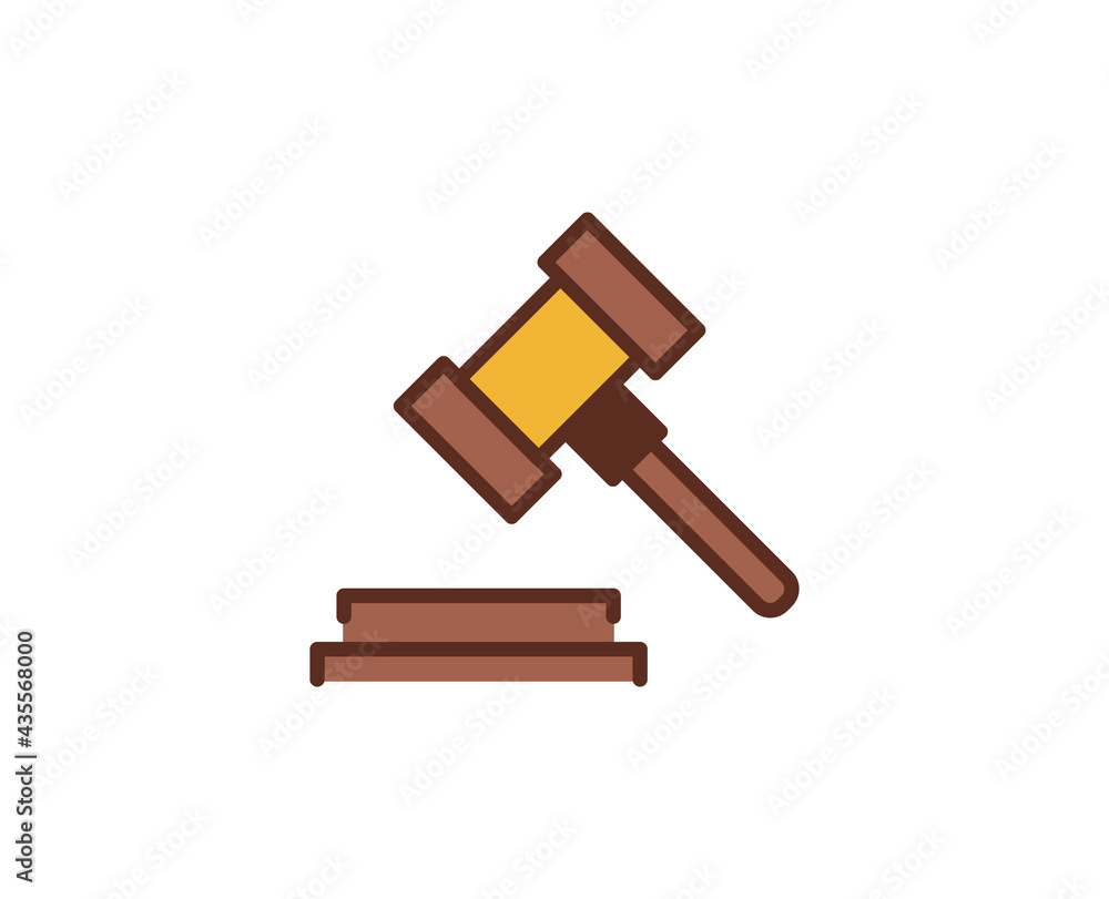 Judge hammer flat icon on white background Judge hammer flat icon on white background