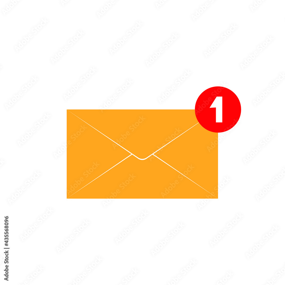 Envelope with new message notification. Flat style vector illustration Envelope with new message notification. Flat style vector illustration