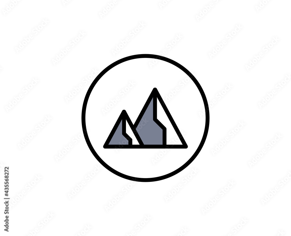 Mountain premium line icon. Simple high quality pictogram. Modern outline style icons. Stroke vector illustration on a white background. Mountain premium line icon. Simple high quality pictogram. Modern outline style icons. Stroke vector illustration on a white background.