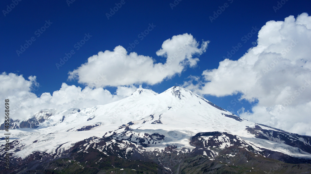Elbrus summit, mountain in summer