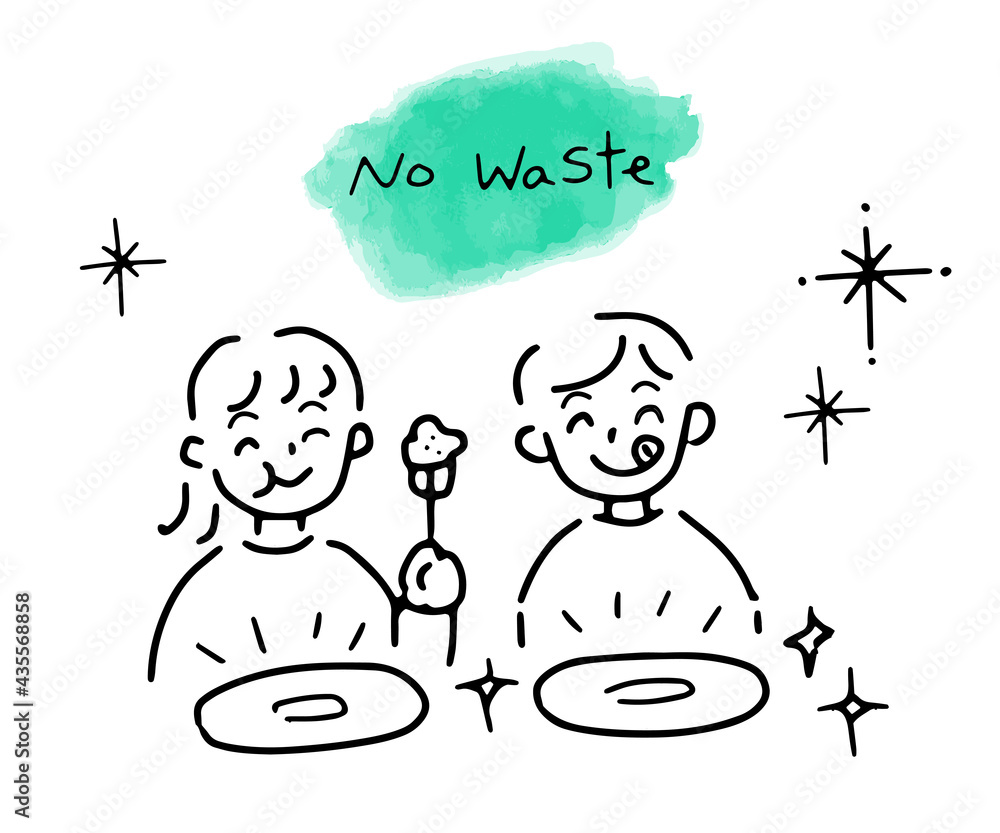 食事を完食した子供のシンプルイラスト Stock Vector | Adobe Stock