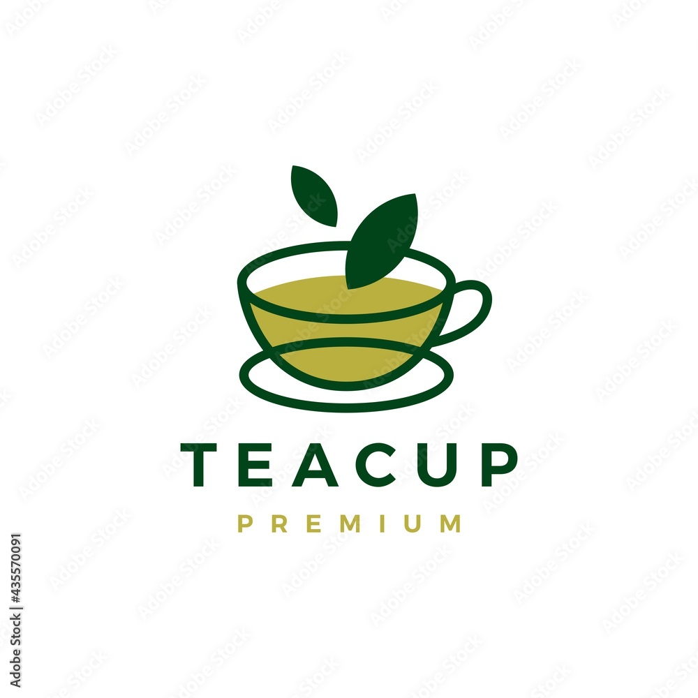 tea cup green leaf logo vector icon illustration tea cup green leaf logo vector icon illustration