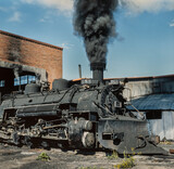 Steam locomotive. Train. On steam. Chama New Mexico USA. Rio Arriba County. Cumbres and Toltec Scenic Railroad