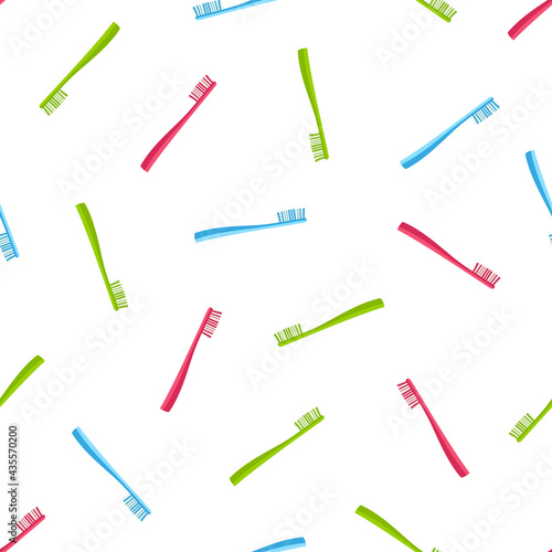 seamless pattern with cartoon toothbrushes on white