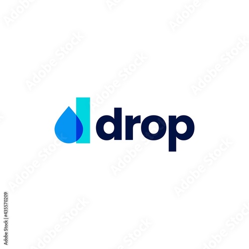 d letter drop droplet overlapping color logo vector icon illustration