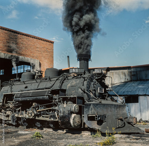 Steam locomotive. Train. On steam. Chama New Mexico USA. Rio Arriba County. Cumbres and Toltec Scenic Railroad