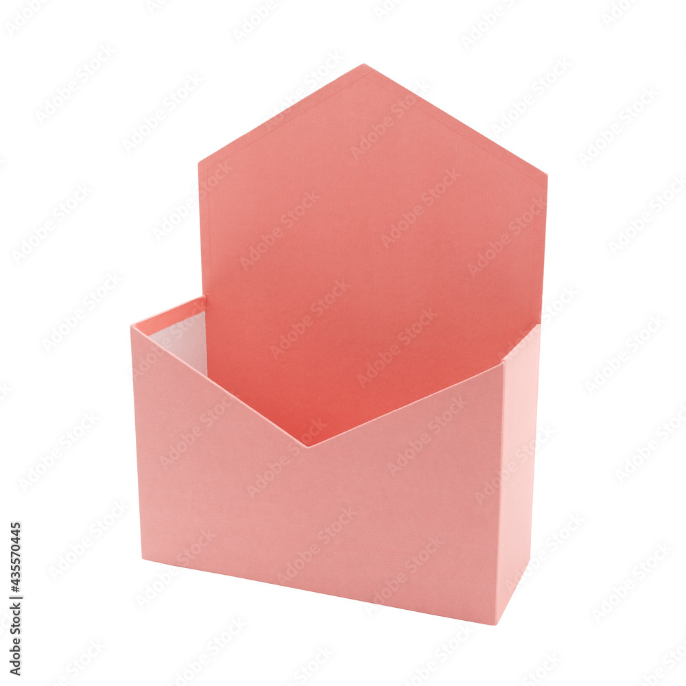 Envelope shaped box for flowers composition isolated on white background Envelope shaped box for flowers composition isolated on white background